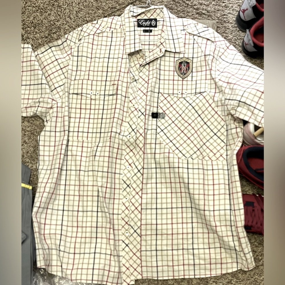 Eighty732 Collar Button Down 5XL Short Sleeve light starch dry cleaned